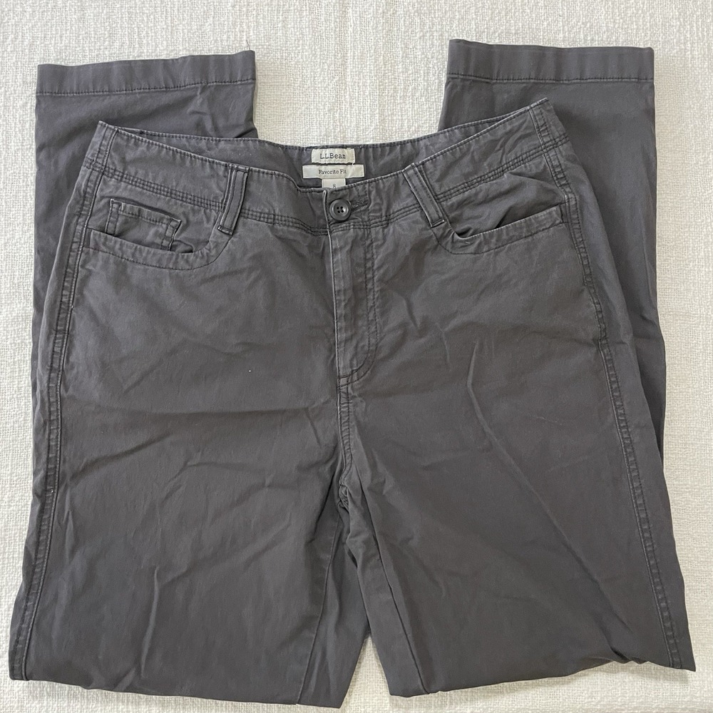 LL Bean Favorite Fit Gray Khaki Pants‎ Women's 8 Classic Boho Nice!